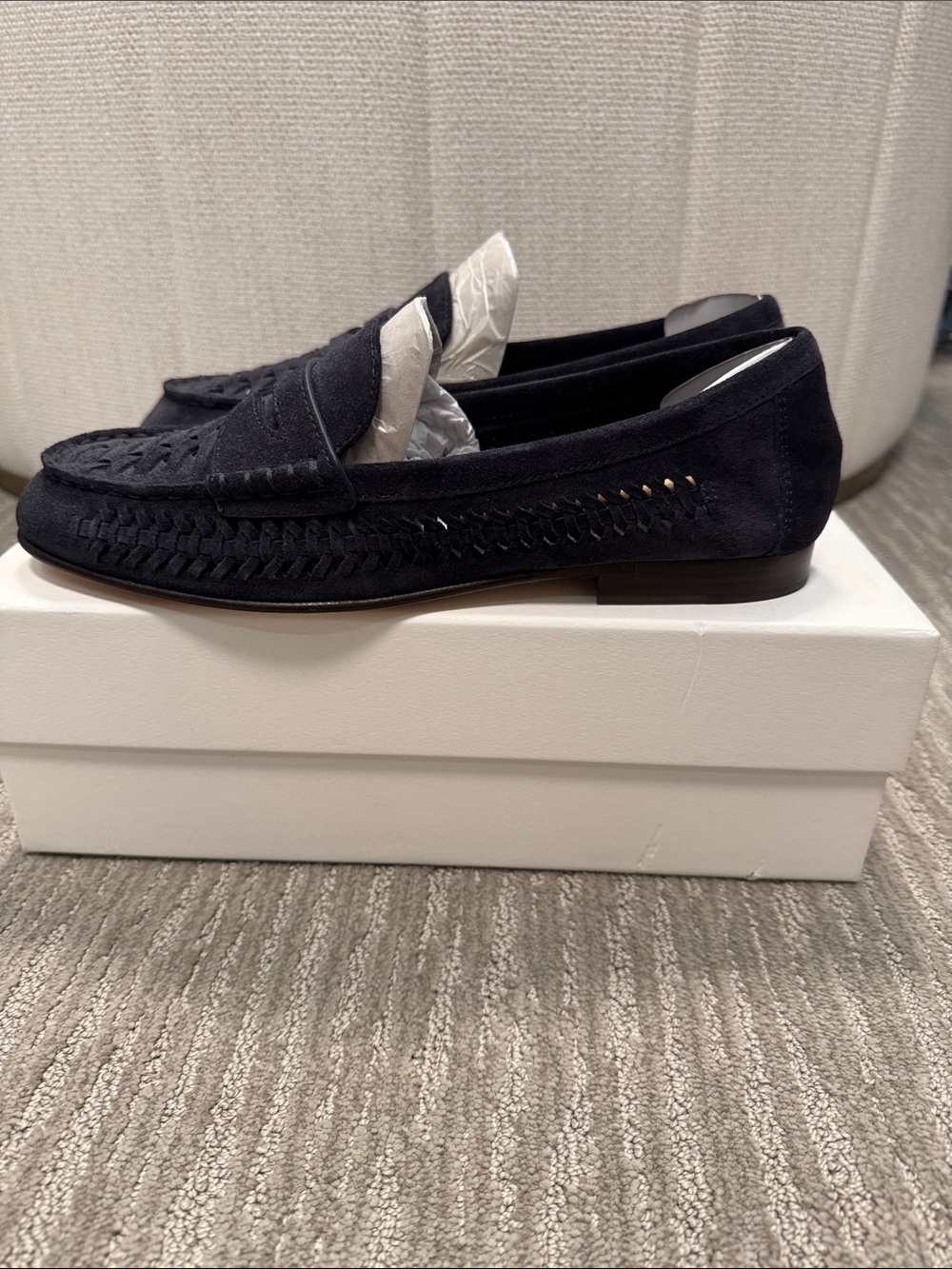 Veronica Beard NIB Penny Woven Suede Loafers Indigo Blue Size 9 - Picture 7 of 12